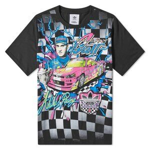 $60 ADIDAS ORIGINALS x JEREMY SCOTT RALLY RACING GRAPHIC SHIRT HG6512 BLACK XS